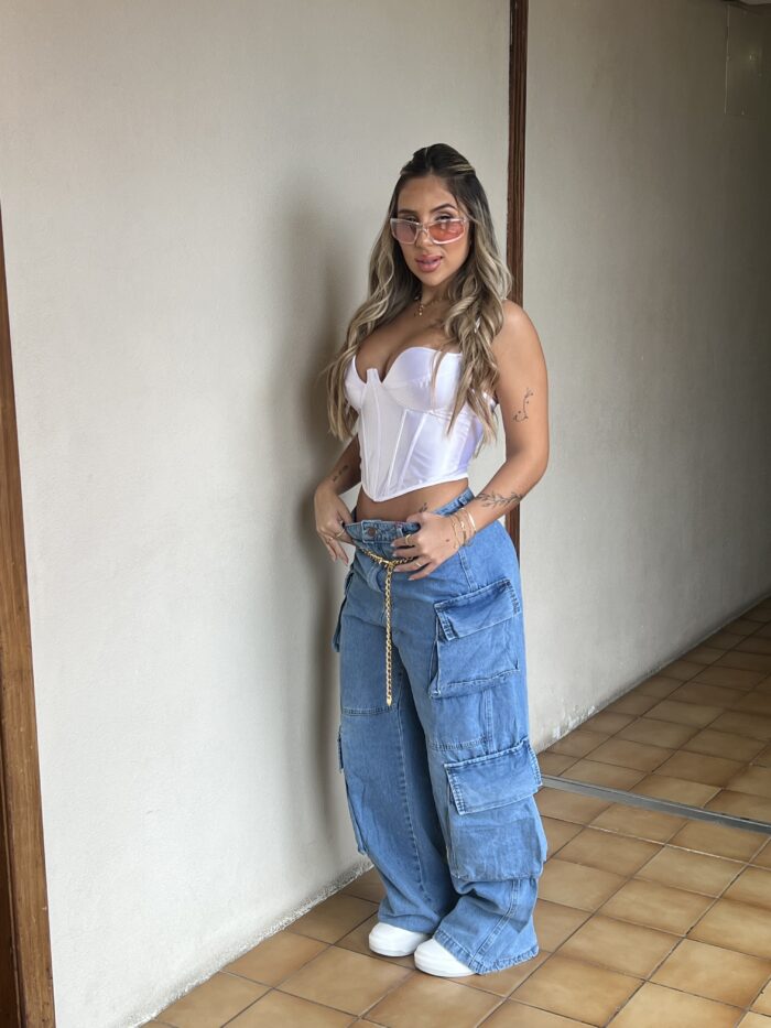 calca jeans wide leg cargo kelly 23 graus calca jeans wide leg cargo kelly 23 graus