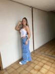 calca jeans wide leg cargo kelly 23 graus