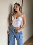 calca jeans wide leg cargo kelly 23 graus