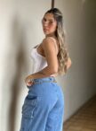 calca jeans wide leg cargo kelly 23 graus