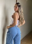 calca jeans wide leg cargo kelly 23 graus