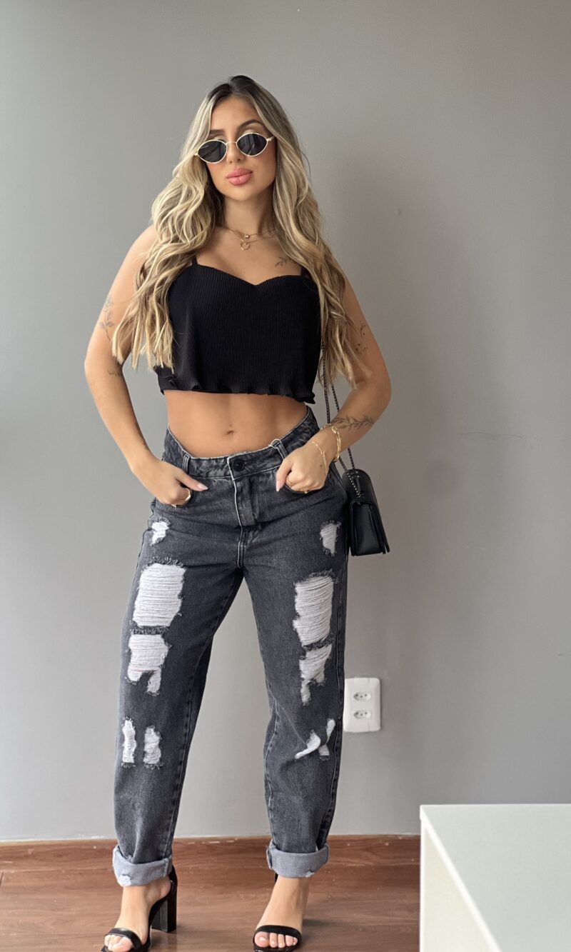 calca mom jeans new black 23 graus