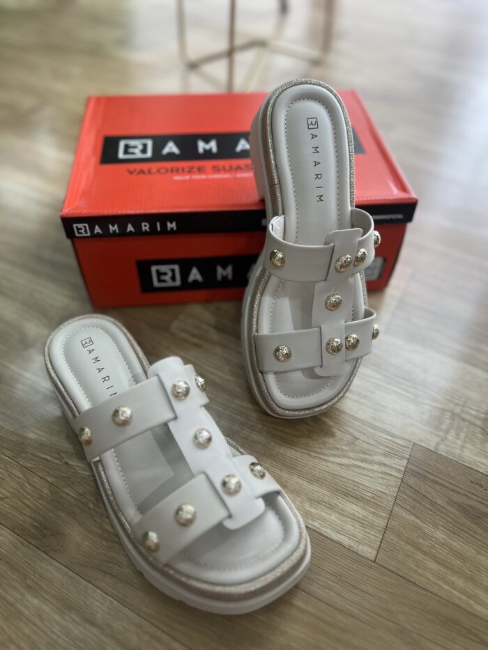 tamanco bege detalhes dourado ramarim 25 40203