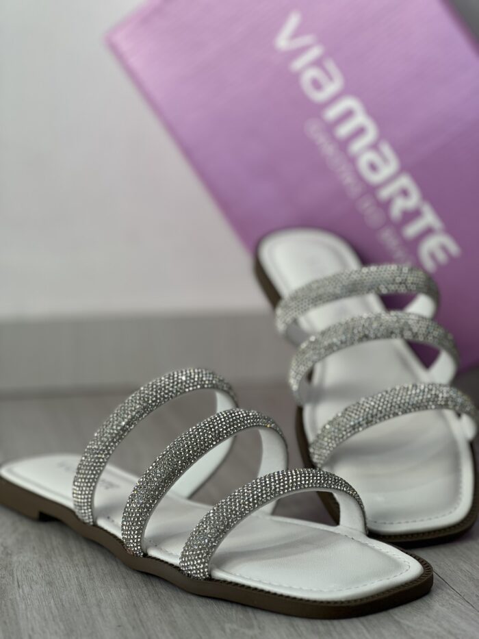 rasteira 3 tiras strass prata via marte 291 005 01 rasteira 3 tiras strass prata via marte 291 005 01