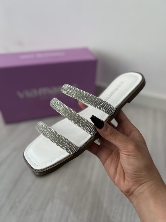 rasteira 3 tiras strass prata via marte 291 005 01 rasteira 3 tiras strass prata via marte 291 005 01