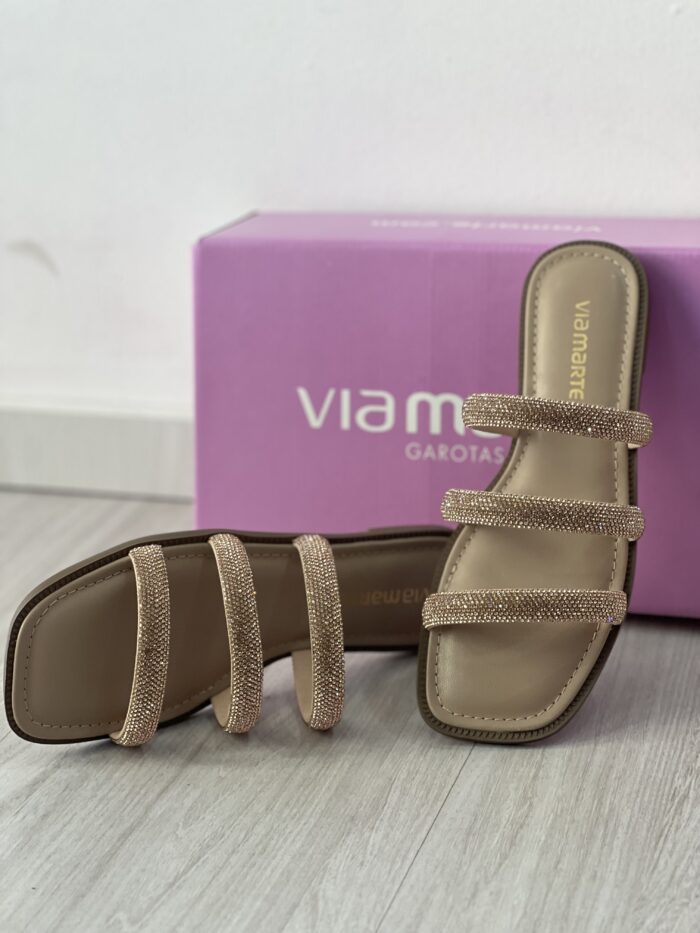 rasteira 3 tiras strass dourado via marte 291 005 01 rasteira 3 tiras strass dourado via marte 291 005 01