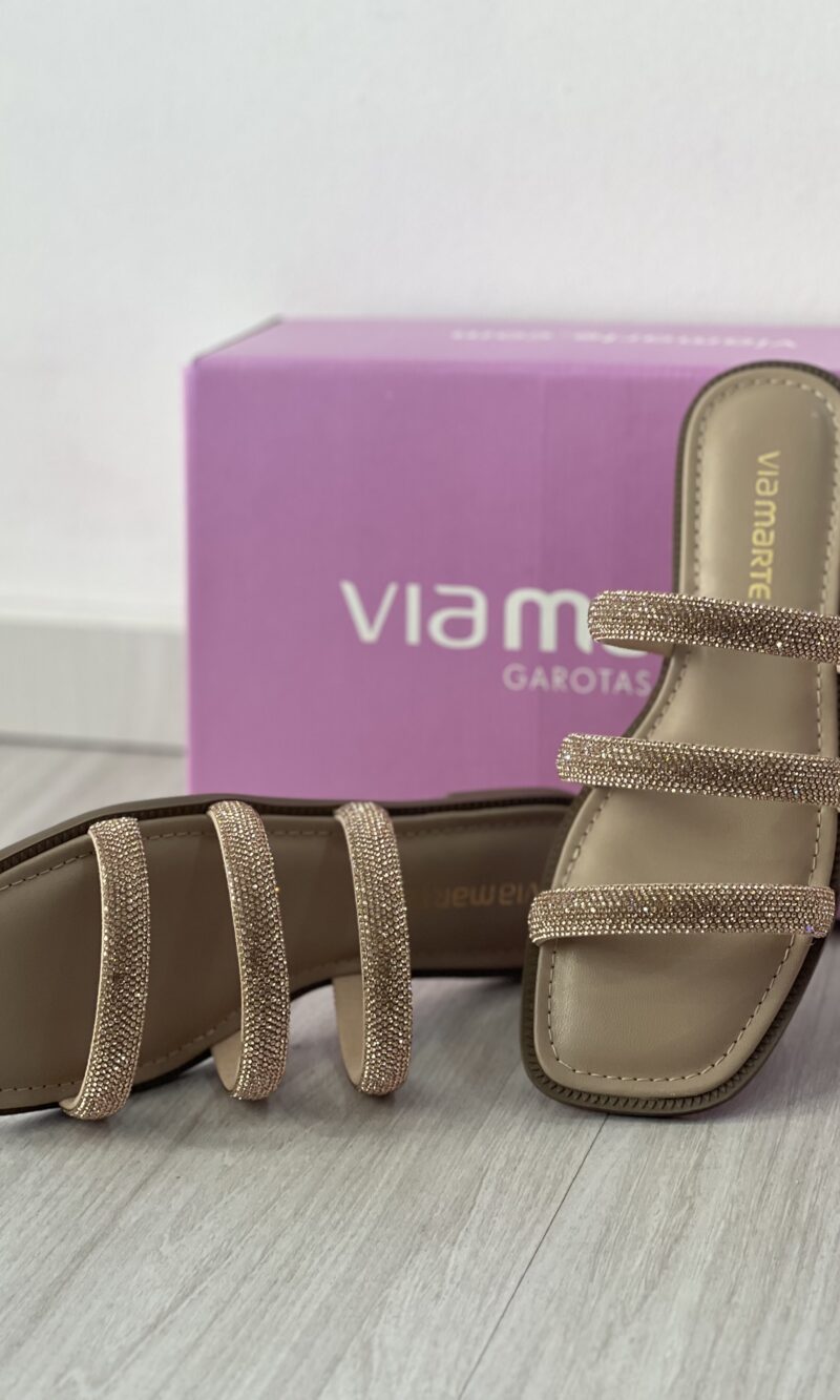 rasteira 3 tiras strass dourado via marte 291 005 01 rasteira 3 tiras strass dourado via marte 291 005 01