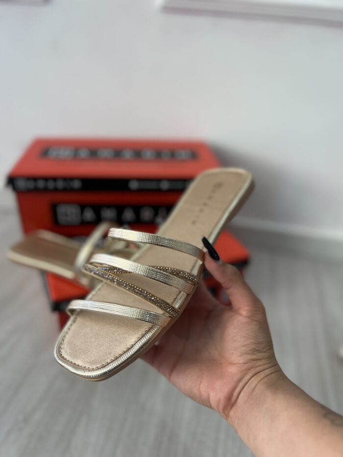 rasteira trama metal dourada ramarim 25 21201 rasteira trama metal dourada ramarim 25 21201