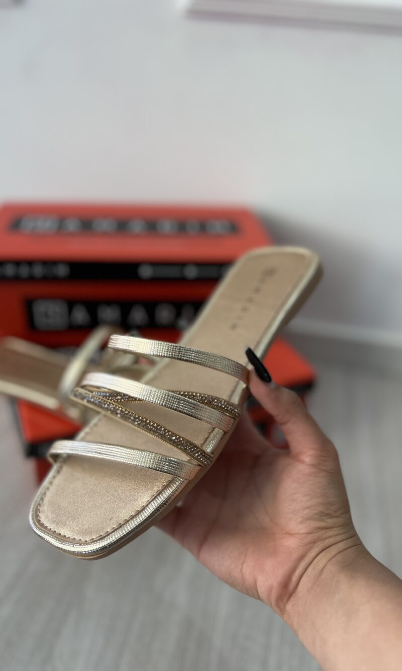 rasteira trama metal dourada ramarim 25 21201 rasteira trama metal dourada ramarim 25 21201