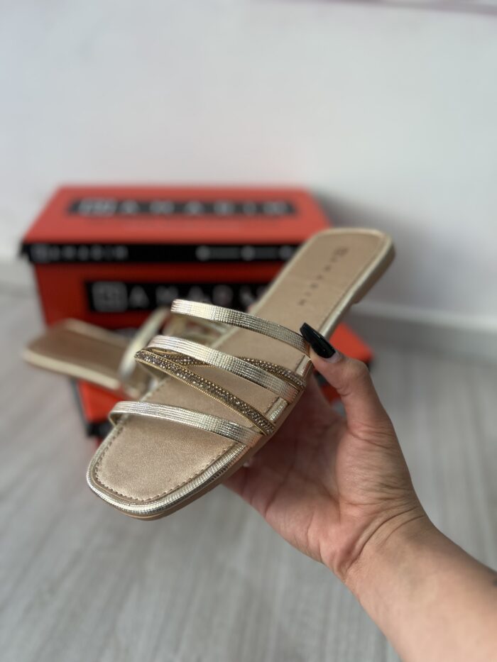 rasteira trama metal dourada ramarim 25 21201 rasteira trama metal dourada ramarim 25 21201