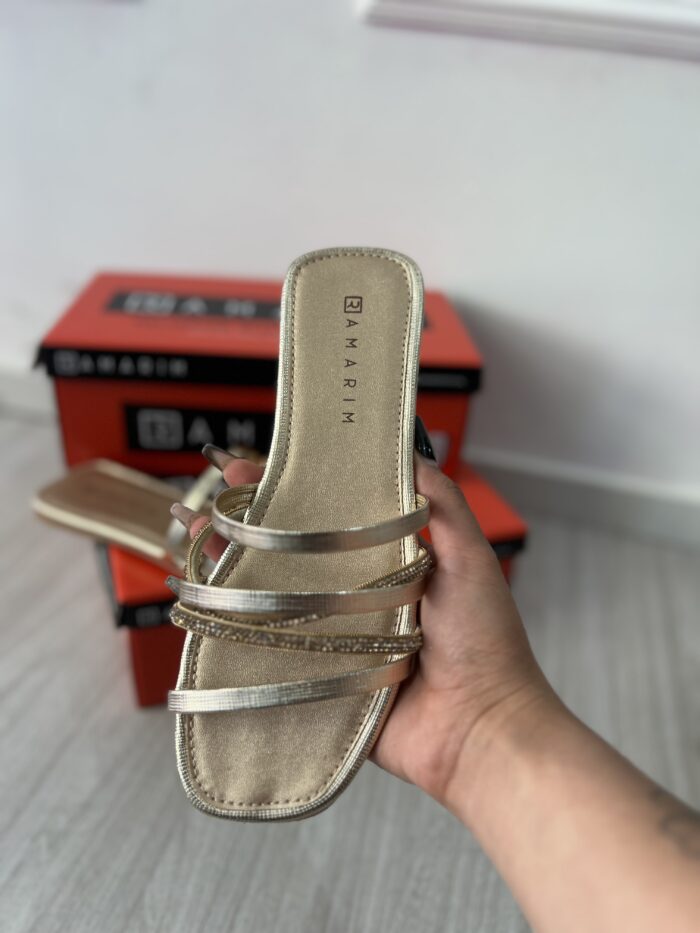 rasteira trama metal dourada ramarim 25 21201 rasteira trama metal dourada ramarim 25 21201