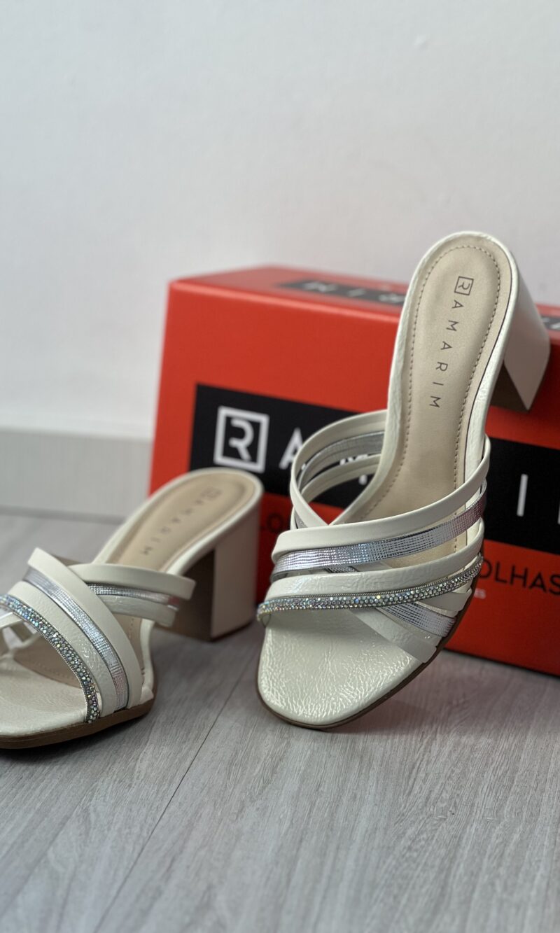 tamanco trama metal off white ramarim 25 31202