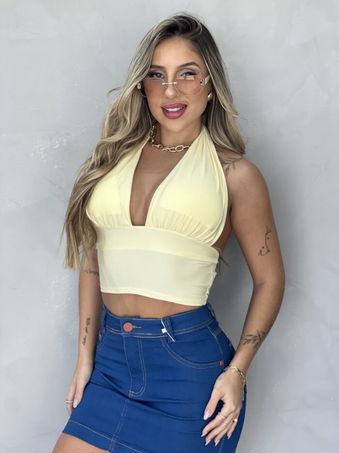 cropped bianca amarelo manteiga cropped bianca amarelo manteiga