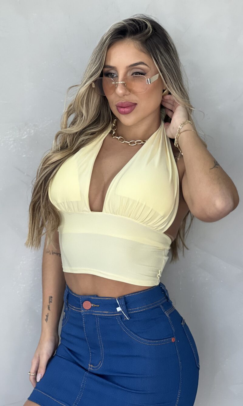cropped bianca amarelo manteiga