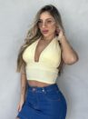 cropped bianca amarelo manteiga