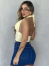 cropped bianca amarelo manteiga