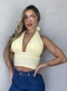 cropped bianca amarelo manteiga