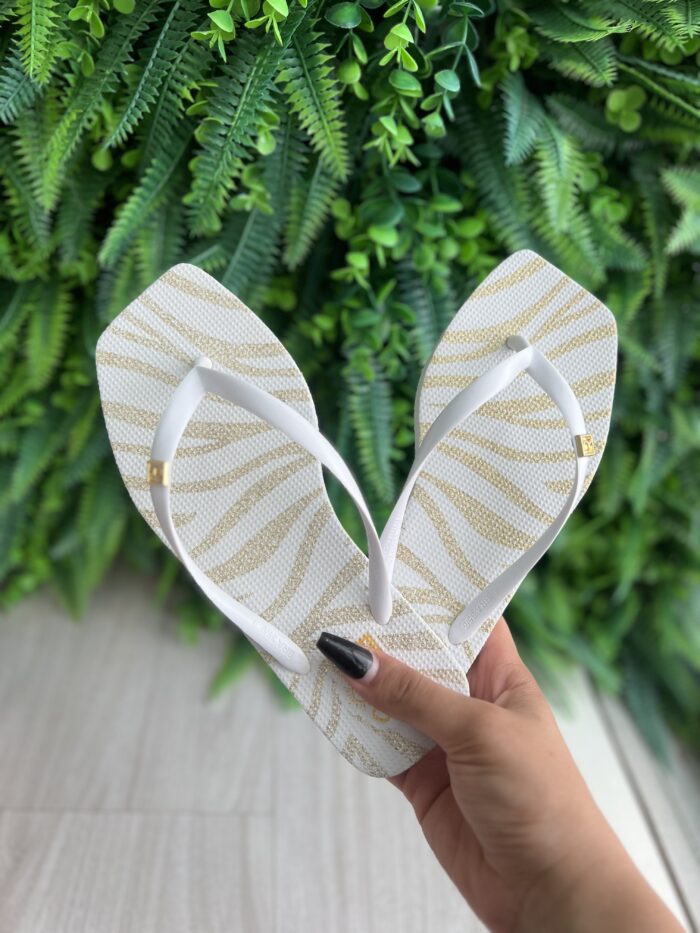 chinelo branco dourado solarize ramarim 252234 chinelo branco dourado solarize ramarim 252234