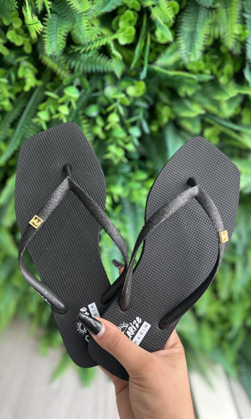 chinelo tira glitter preto solarize ramarim 251233