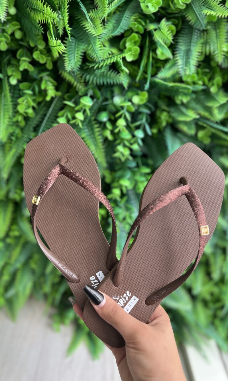 chinelo tira glitter marrom solarize ramarim 251233