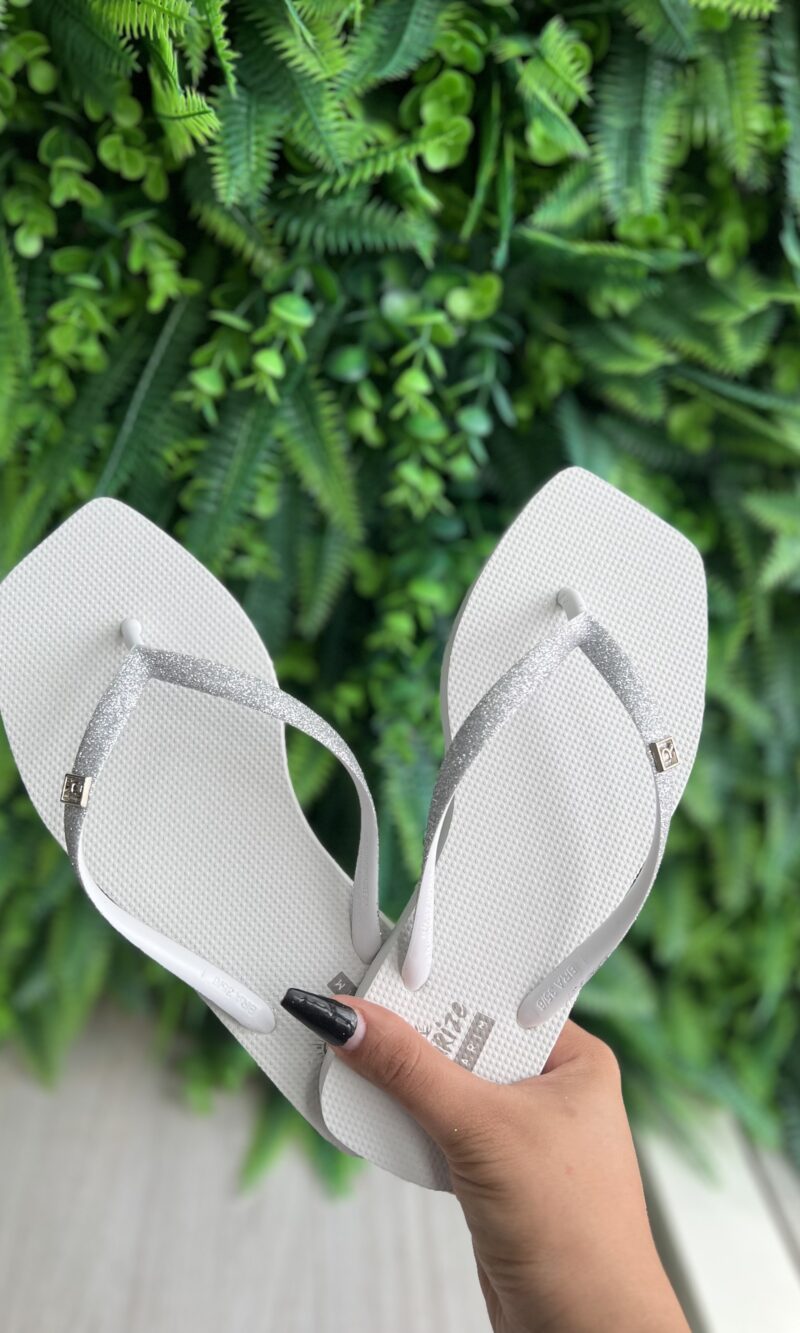 chinelo tira glitter branco solarize ramarim 251233