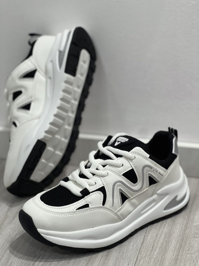 tenis sport metalizado branco preto via marte 322 001 02 tenis sport metalizado branco preto via marte 322 001 02