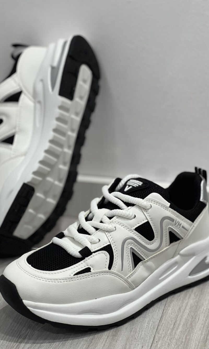 tenis sport metalizado branco preto via marte 322 001 02 tenis sport metalizado branco preto via marte 322 001 02