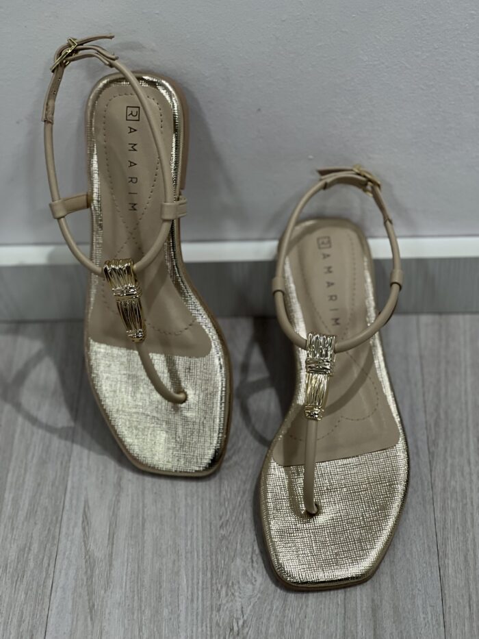 rasteira enfeite ouro bege com dourado ramarim 25 25204 rasteira enfeite ouro bege com dourado ramarim 25 25204