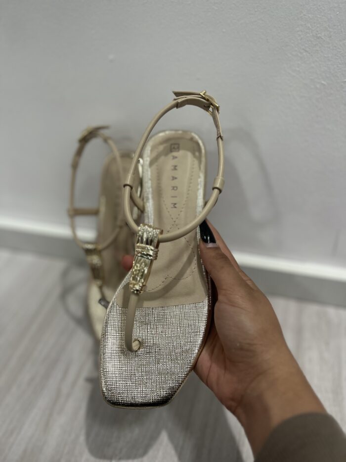 rasteira enfeite ouro bege com dourado ramarim 25 25204 rasteira enfeite ouro bege com dourado ramarim 25 25204