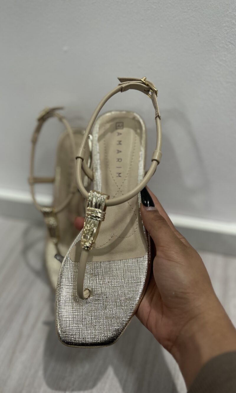 rasteira enfeite ouro bege com dourado ramarim 25 25204 rasteira enfeite ouro bege com dourado ramarim 25 25204