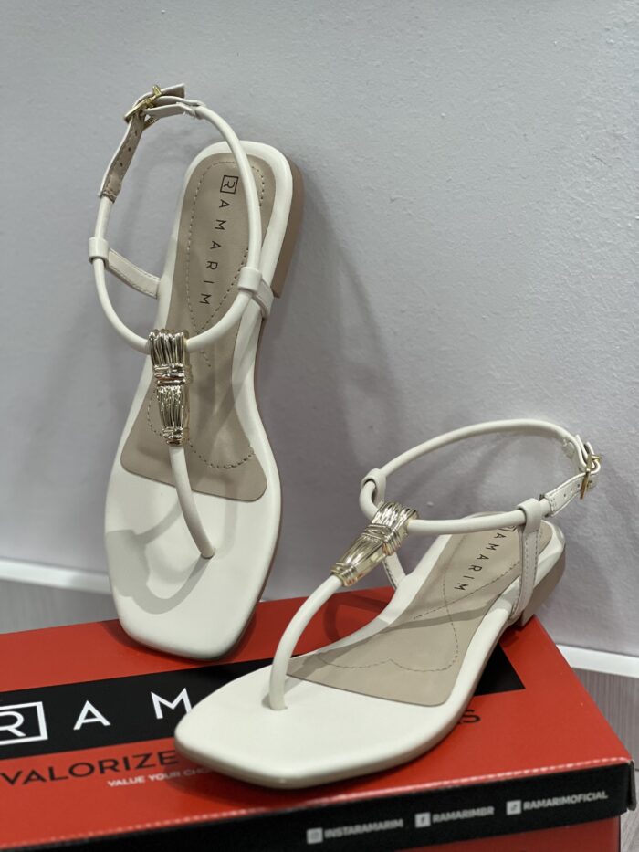 rasteira enfeite ouro creme ramarim 25 25204 rasteira enfeite ouro creme ramarim 25 25204