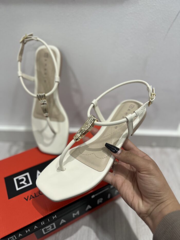 rasteira enfeite ouro creme ramarim 25 25204 rasteira enfeite ouro creme ramarim 25 25204