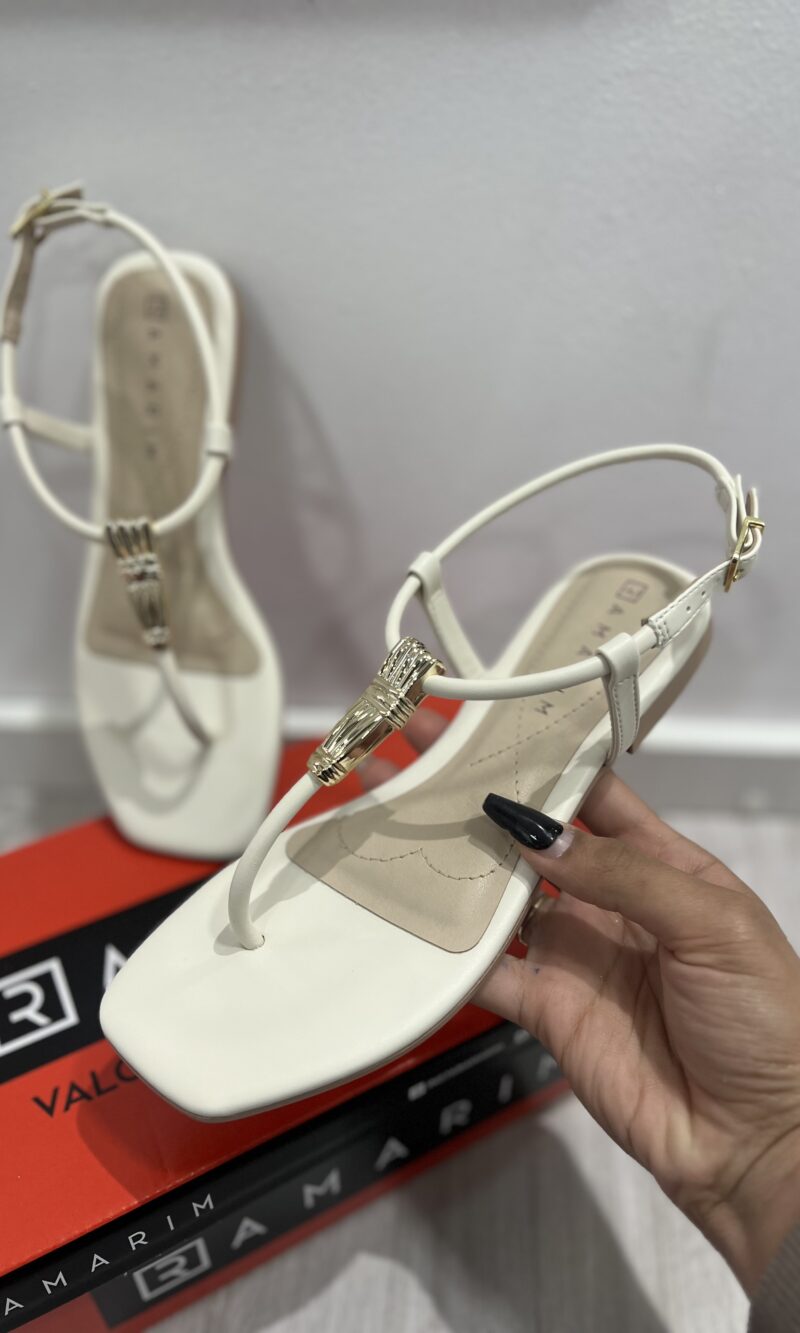 rasteira enfeite ouro creme ramarim 25 25204