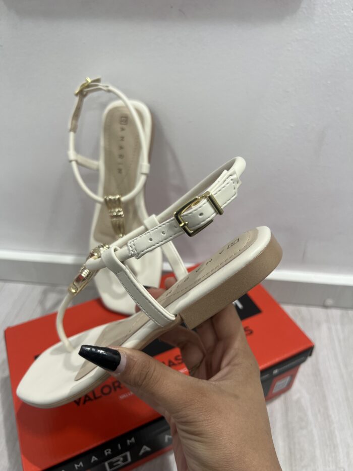 rasteira enfeite ouro creme ramarim 25 25204 rasteira enfeite ouro creme ramarim 25 25204