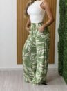 calca pantalona estampada bruna verde