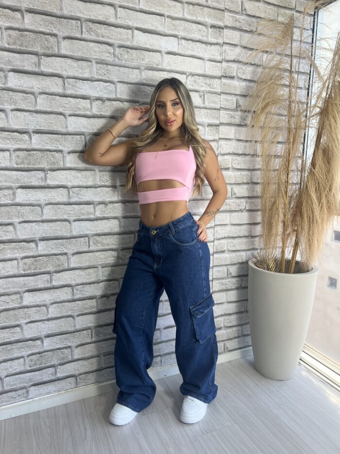 calca jeans wide leg cargo amanda 23 graus calca jeans wide leg cargo amanda 23 graus