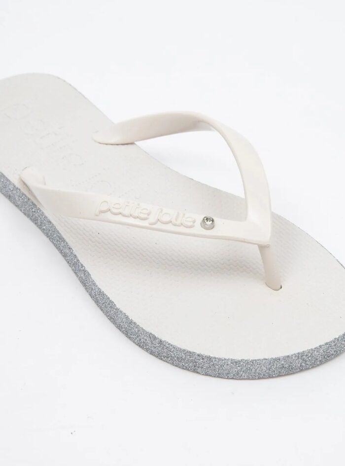 chinelo branco brilhos prata petite jolie pj6970 chinelo branco brilhos prata petite jolie pj6970