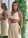 conjunto denise amarelo estampado