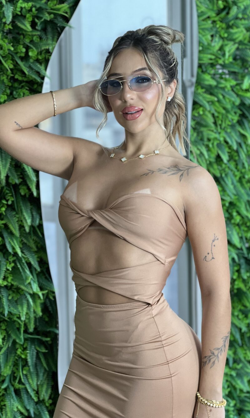 vestido longo renatinha bege