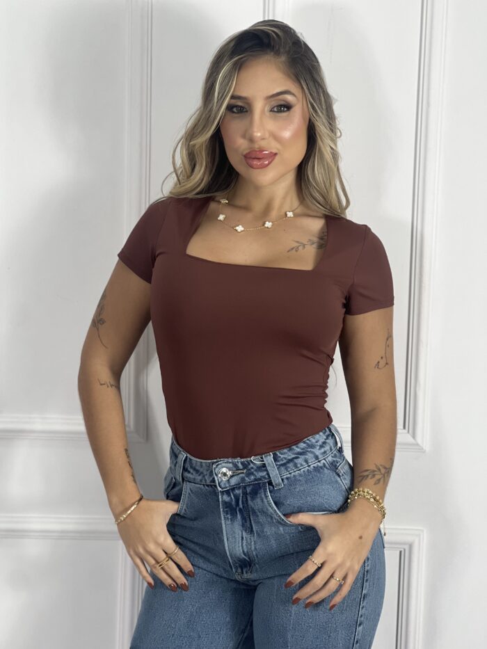 body poliamida pamela marrom