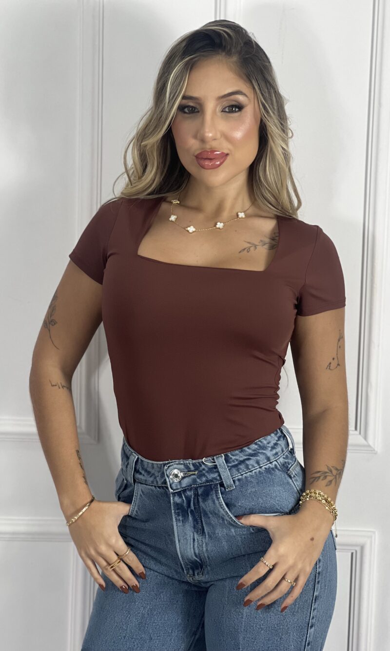 body poliamida pamela marrom