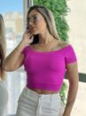 cropped poliamida jade fucsia