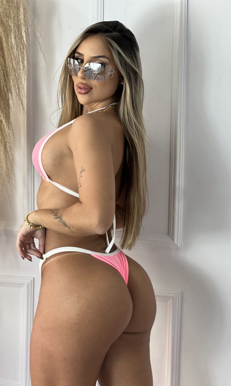 biquini mavie rosa com branco