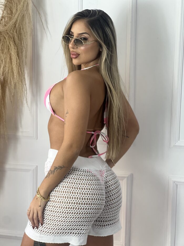 short tricot branco short tricot branco