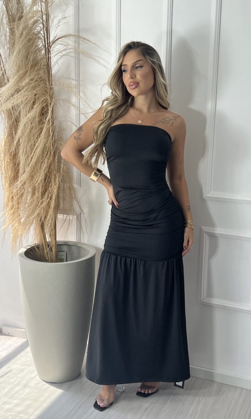 vestido longo deise preto