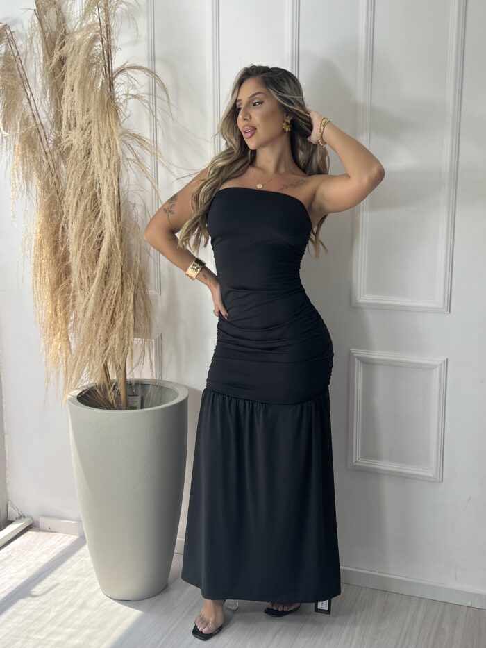vestido longo deise preto