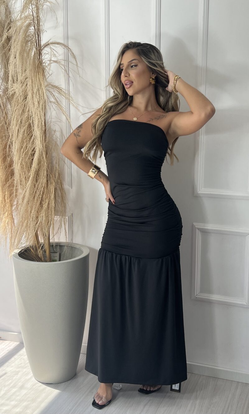 vestido longo deise preto