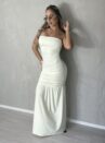 vestido longo deise creme