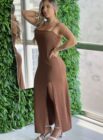 vestido longo neuza marrom