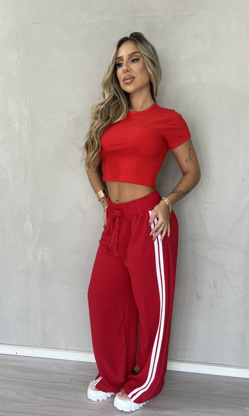 black calca duda listras vermelho